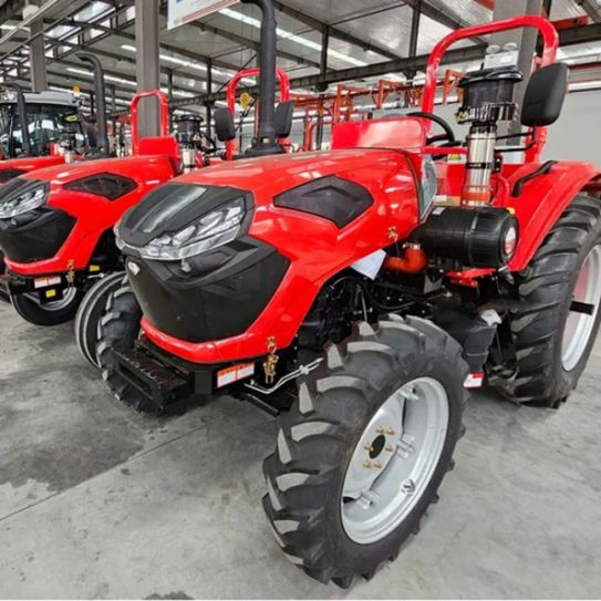 The red 100 hp agricultural tractor The red 100 hp agricultural tractor