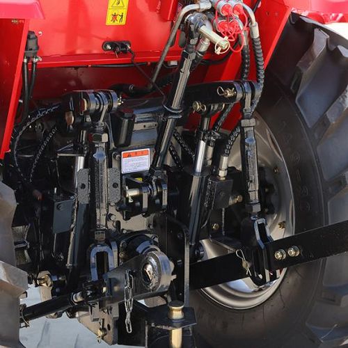 The red 100 hp agricultural tractor The red 100 hp agricultural tractor