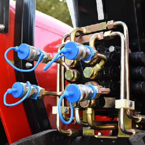 The red 100 hp agricultural tractor The red 100 hp agricultural tractor